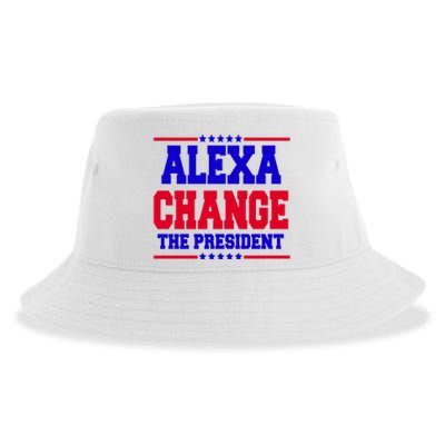 Alexa Change The President Funny Elections Sustainable Bucket Hat