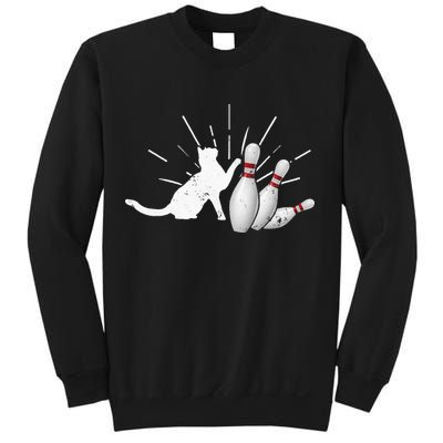 Alley Cat Tipping Pins Funny Bowling Sweatshirt