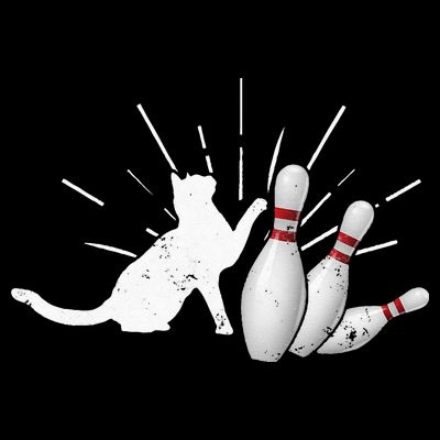 Alley Cat Tipping Pins Funny Bowling T-Shirt
