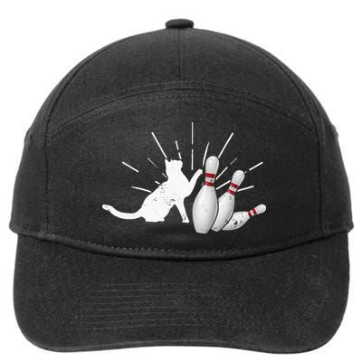 Alley Cat Tipping Pins Funny Bowling 7-Panel Snapback Hat