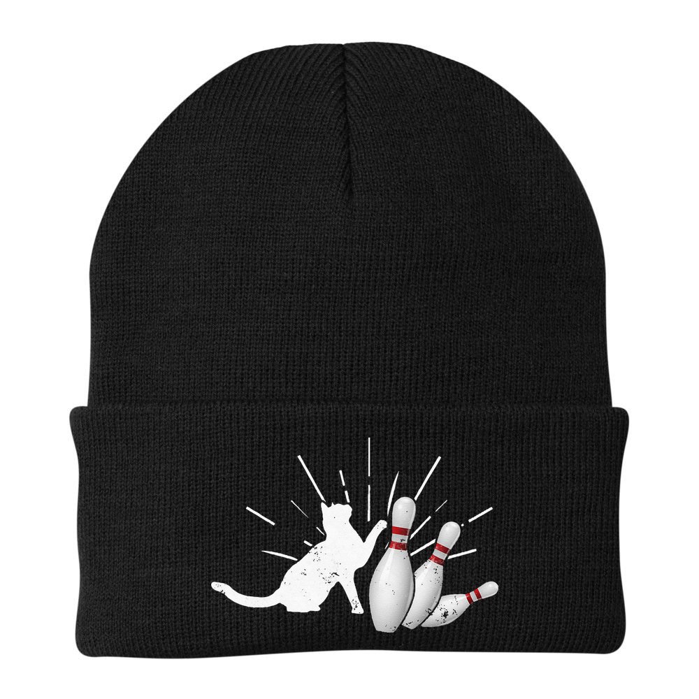 Alley Cat Tipping Pins Funny Bowling Beanie