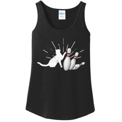 Alley Cat Tipping Pins Funny Bowling Ladies Essential Tank