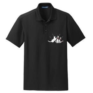 Alley Cat Tipping Pins Funny Bowling Dry Zone Grid Polo