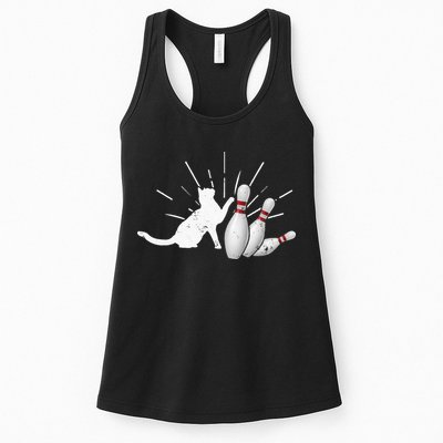 Alley Cat Tipping Pins Funny Bowling Womens Tank Top