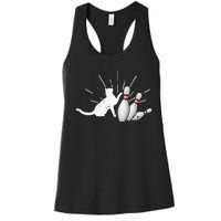 Alley Cat Tipping Pins Funny Bowling Women's Racerback Tank