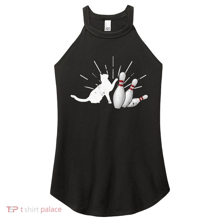 Alley Cat Tipping Pins Funny Bowling Women's Perfect Tri Rocker Tank