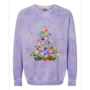 Autism Christmas Tree Lights Xmas Cute Xmas Autism Awareness Colorblast Crewneck Sweatshirt