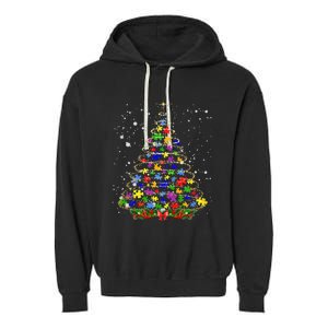 Autism Christmas Tree Lights Xmas Cute Xmas Autism Awareness Garment-Dyed Fleece Hoodie