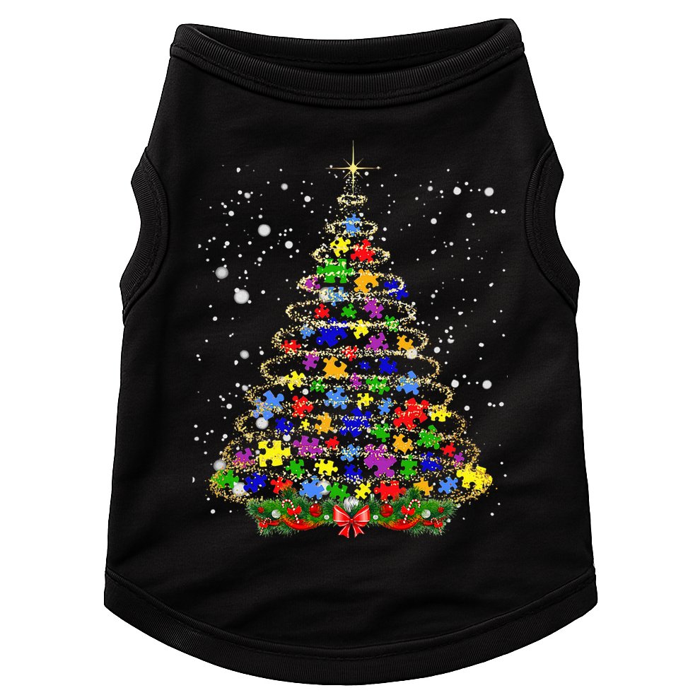 Autism Christmas Tree Lights Xmas Cute Xmas Autism Awareness Doggie Tank