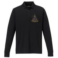 Autism Christmas Tree Lights Xmas Cute Xmas Autism Awareness Performance Long Sleeve Polo