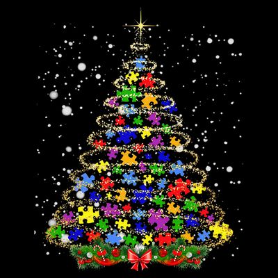 Autism Christmas Tree Lights Xmas Cute Xmas Autism Awareness T-Shirt