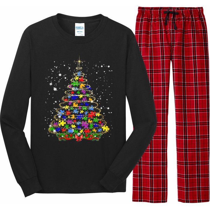 Autism Christmas Tree Lights Xmas Cute Xmas Autism Awareness Long Sleeve Pajama Set