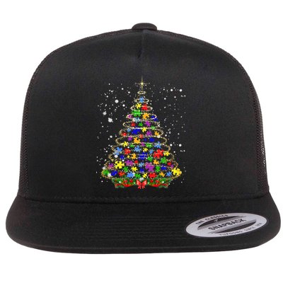 Autism Christmas Tree Lights Xmas Cute Xmas Autism Awareness Flatbill Hat