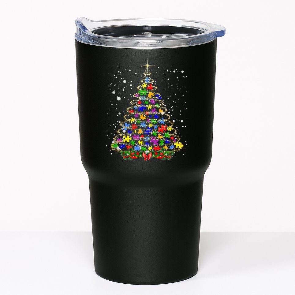Autism Christmas Tree Lights Xmas Cute Xmas Autism Awareness Tumbler