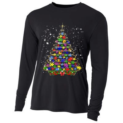 Autism Christmas Tree Lights Xmas Cute Xmas Autism Awareness Cooling Performance Long Sleeve Crew