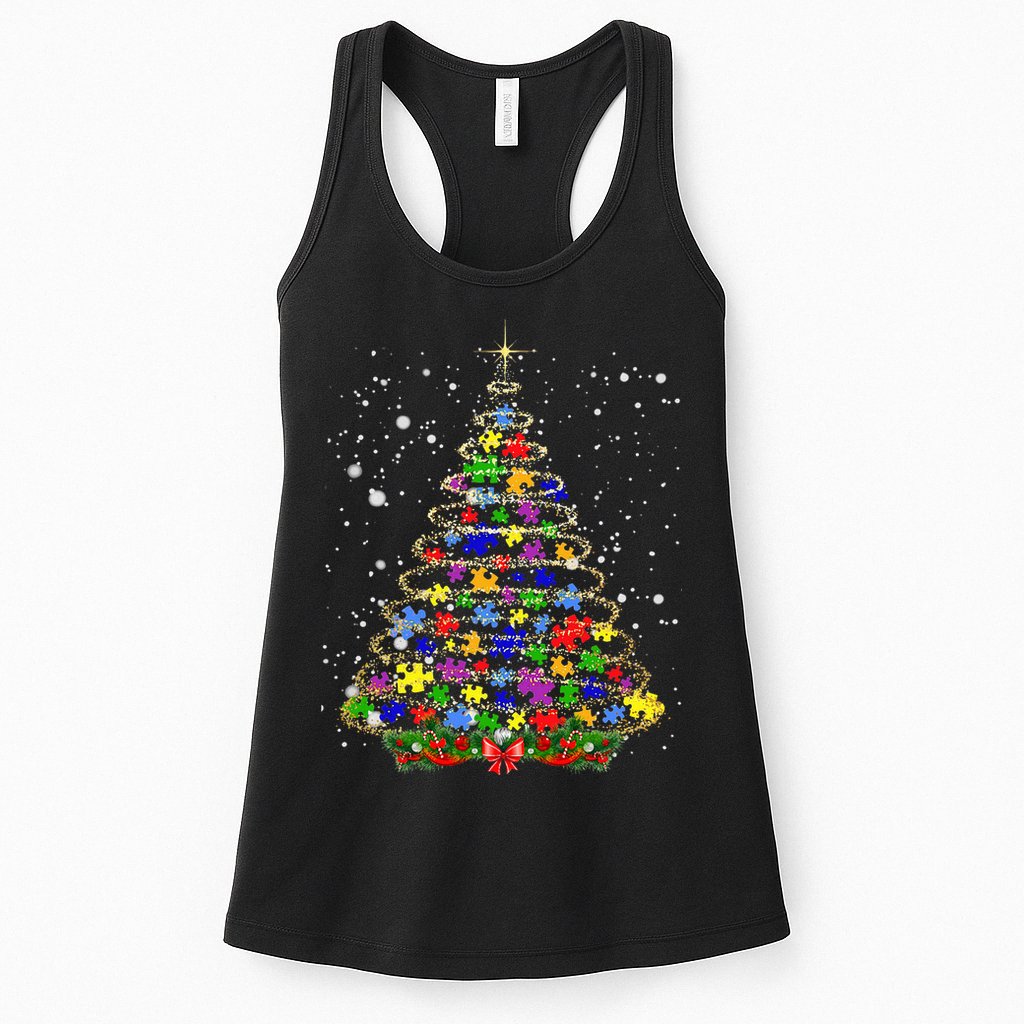 Autism Christmas Tree Lights Xmas Cute Xmas Autism Awareness Womens Tank Top