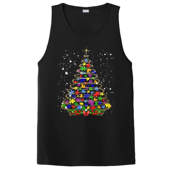 Autism Christmas Tree Lights Xmas Cute Xmas Autism Awareness PosiCharge Competitor Tank