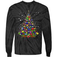 Autism Christmas Tree Lights Xmas Cute Xmas Autism Awareness Tie-Dye Long Sleeve Shirt