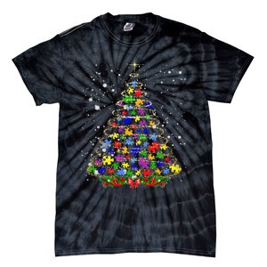 Autism Christmas Tree Lights Xmas Cute Xmas Autism Awareness Tie-Dye T-Shirt