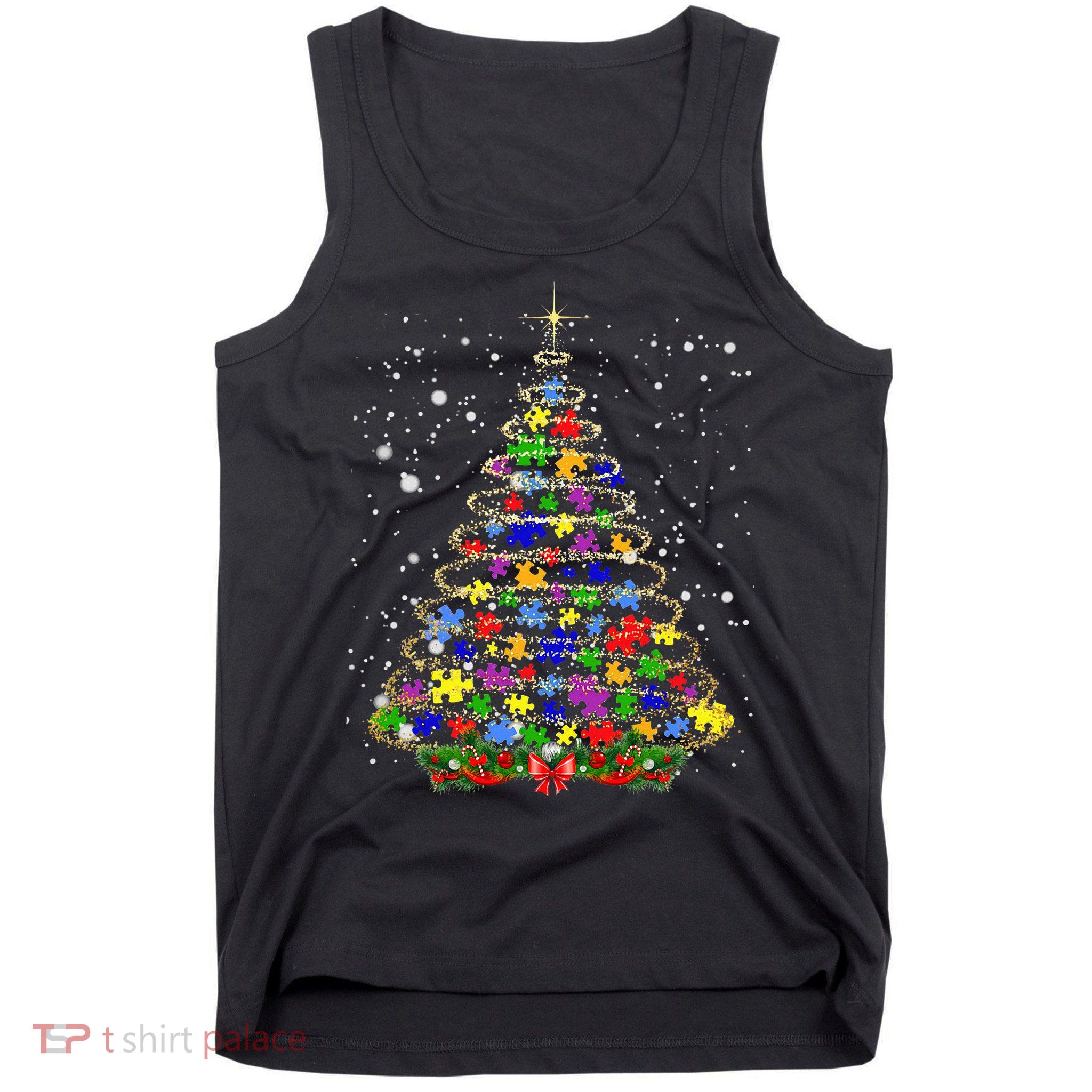 Autism Christmas Tree Lights Xmas Cute Xmas Autism Awareness Tank Top
