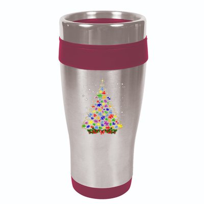 Autism Christmas Tree Lights Xmas Cute Xmas Autism Awareness 16oz Travel Tumbler