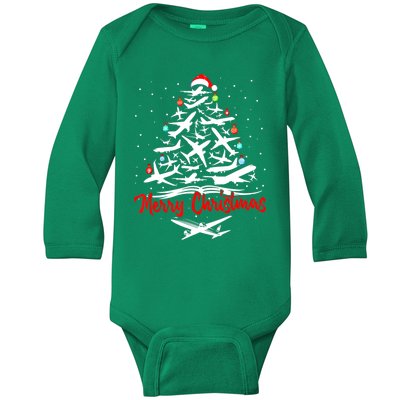 Airplane Christmas Tree Baby Long Sleeve Bodysuit