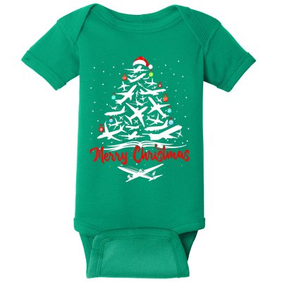 Airplane Christmas Tree Baby Bodysuit