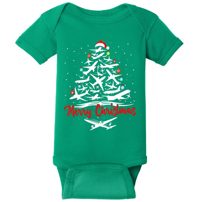 Airplane Christmas Tree Baby Bodysuit