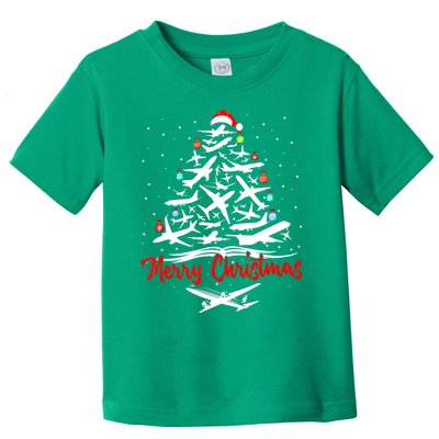 Airplane Christmas Tree Toddler T-Shirt