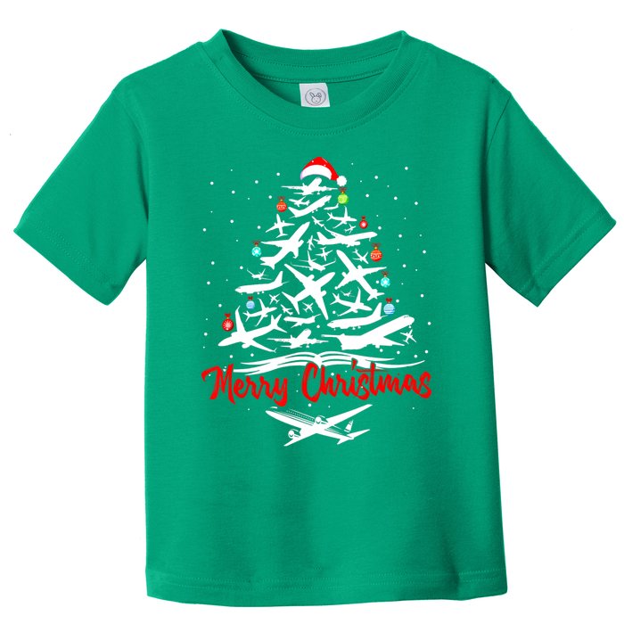 Airplane Christmas Tree Toddler T-Shirt