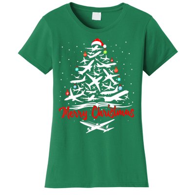 Airplane Christmas Tree Women's T-Shirt