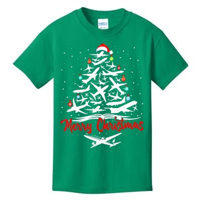 Airplane Christmas Tree Kids T-Shirt