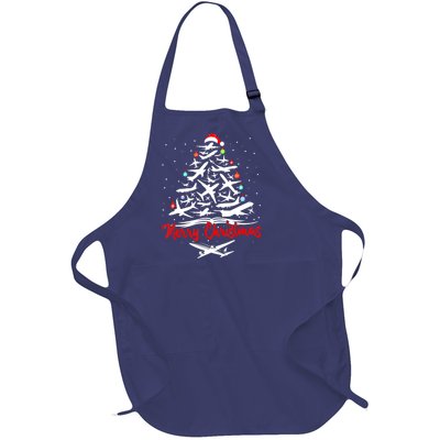 Airplane Christmas Tree Full-Length Apron With Pockets