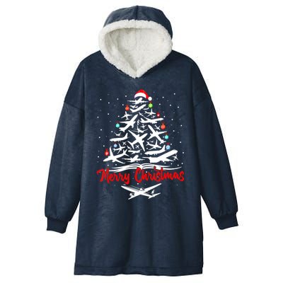 Airplane Christmas Tree Hooded Wearable Blanket