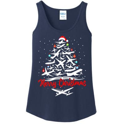 Airplane Christmas Tree Ladies Essential Tank