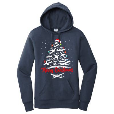 Airplane Christmas Tree Women's Pullover Hoodie