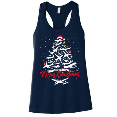 Airplane Christmas Tree Women's Racerback Tank