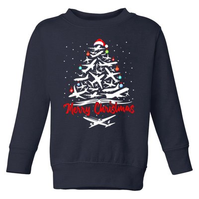 Airplane Christmas Tree Toddler Sweatshirt