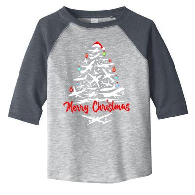 Airplane Christmas Tree Toddler Fine Jersey T-Shirt