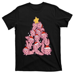 axolotl christmas tree pajamas Santa Claus pj T-Shirt