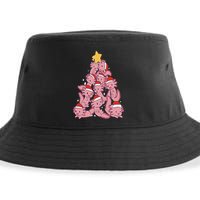 axolotl christmas tree pajamas Santa Claus pj Sustainable Bucket Hat
