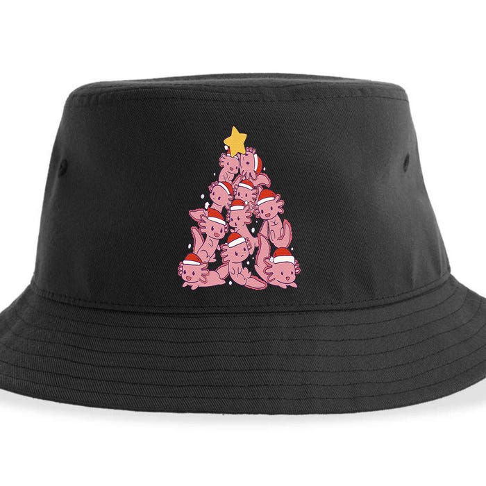 axolotl christmas tree pajamas Santa Claus pj Sustainable Bucket Hat
