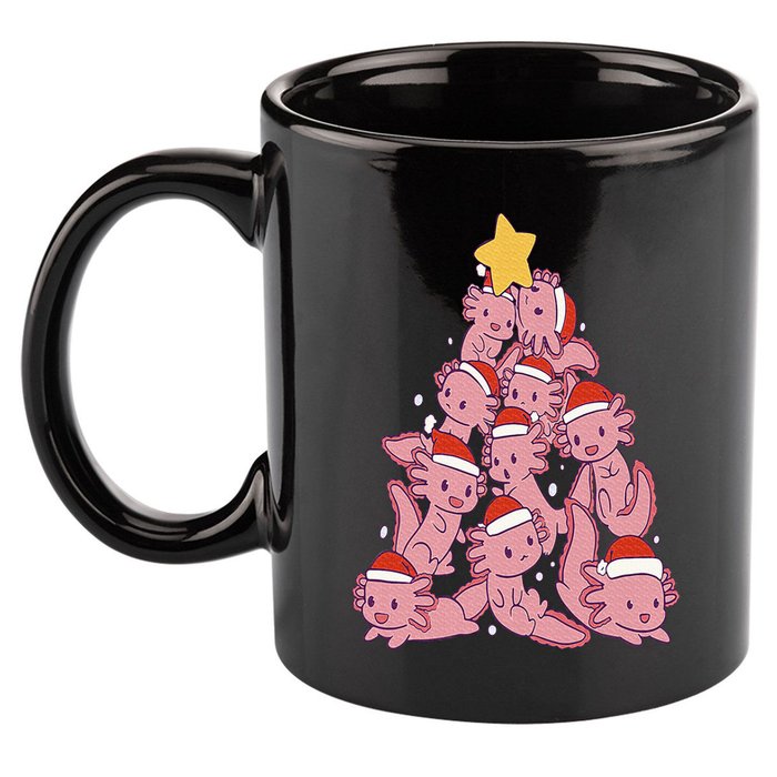axolotl christmas tree pajamas Santa Claus pj 11oz C Handle Ceramic Mug