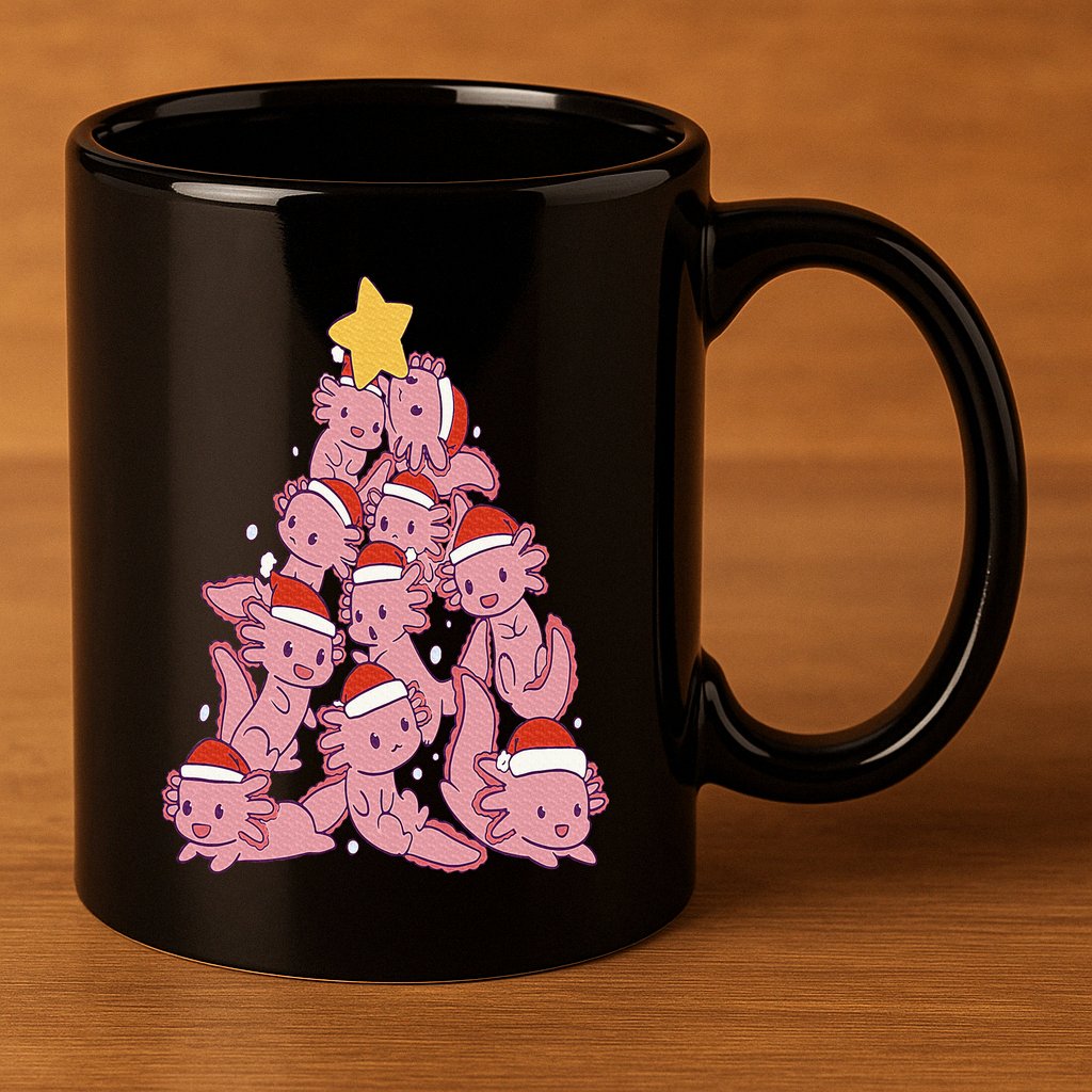 axolotl christmas tree pajamas Santa Claus pj 11oz C Handle Ceramic Mug