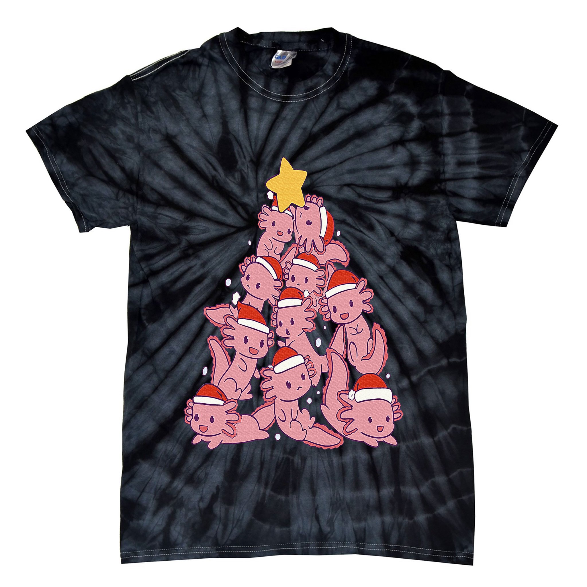 axolotl christmas tree pajamas Santa Claus pj Tie-Dye T-Shirt