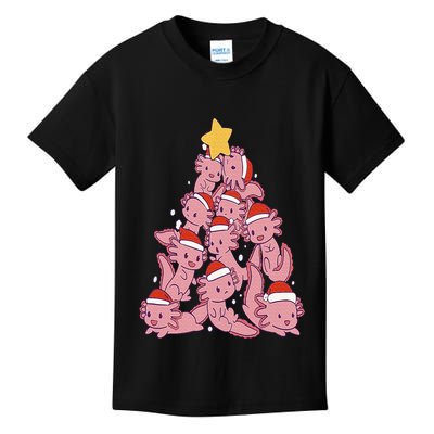 axolotl christmas tree pajamas Santa Claus pj Kids T-Shirt
