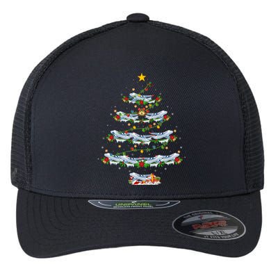 Airplane Christmas Tree Lights Santa Airplane Xmas Gift Flexfit Unipanel Trucker Cap