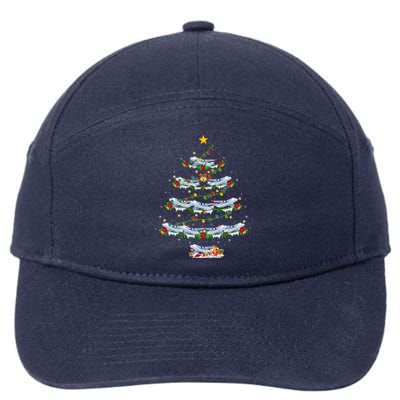 Airplane Christmas Tree Lights Santa Airplane Xmas Gift 7-Panel Snapback Hat