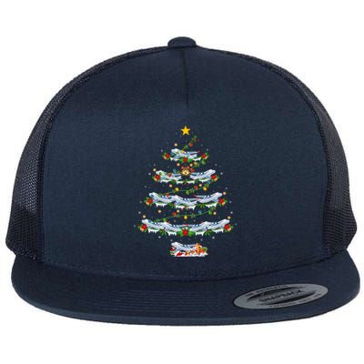 Airplane Christmas Tree Lights Santa Airplane Xmas Gift Flat Bill Trucker Hat