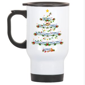 Airplane Christmas Tree Lights Santa Airplane Xmas Gift Stainless Steel Travel Mug